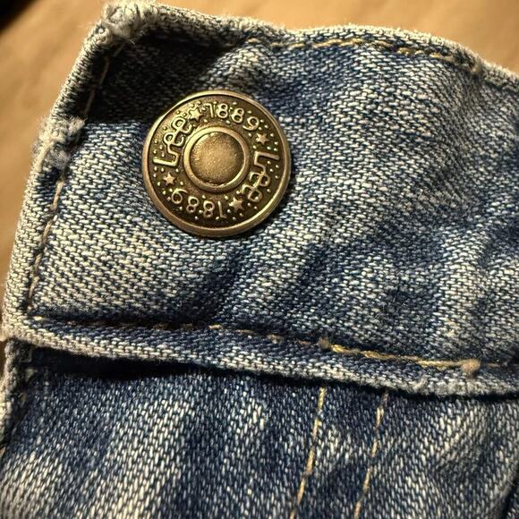 Vintage Lee Dungarees Carpenter Jeans 16R Light Wash 100% Cotton Relaxed Fit - Picture 5 of 16